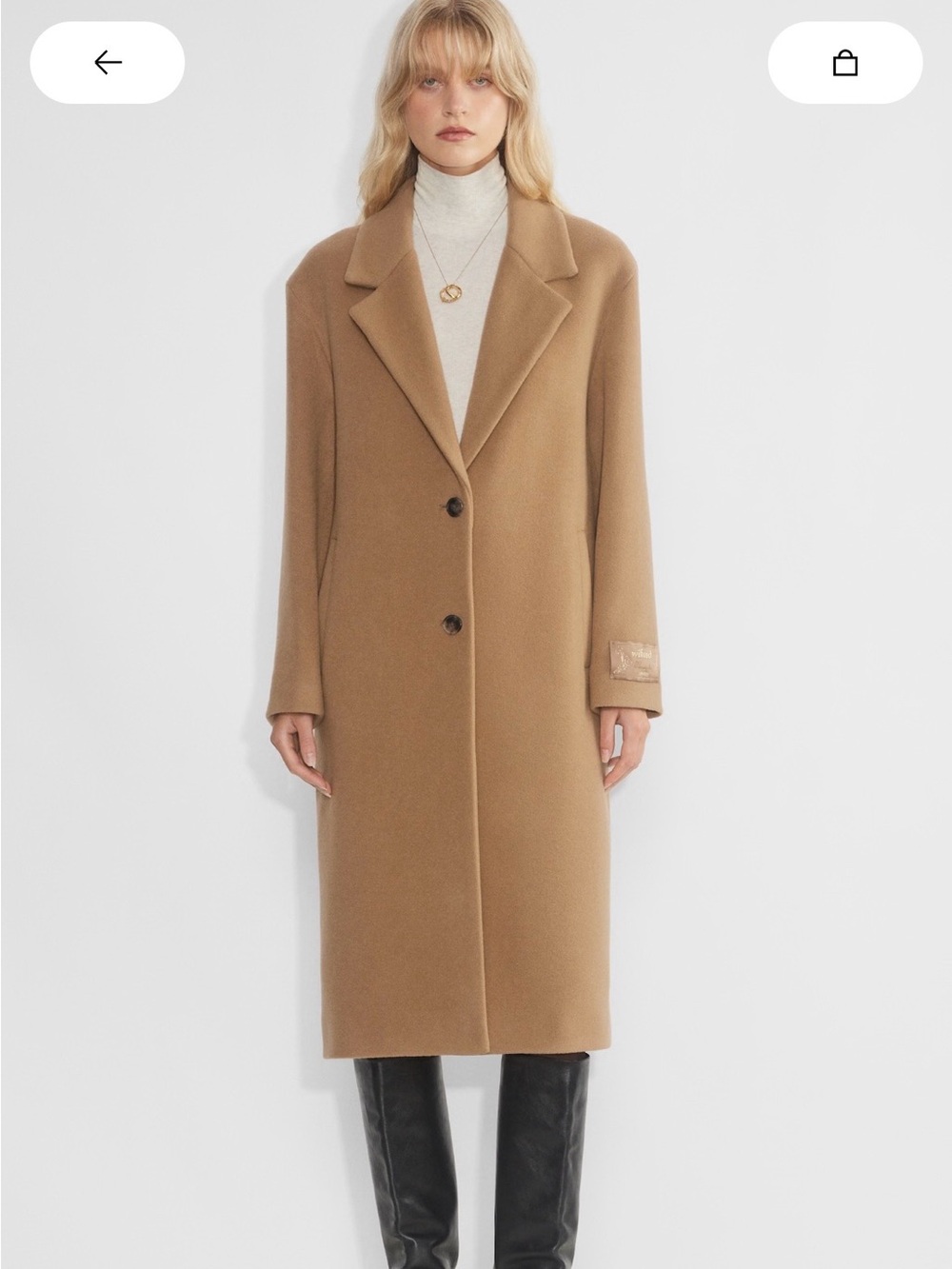 Wilfred Camel Single-Breasted Wool Trench Coat